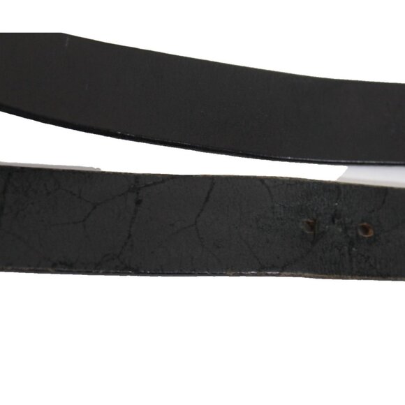 Tanner Goods Black Leather Belt Silver Buckle Size 36 Made In USA Western Rodeo - Picture 11 of 12